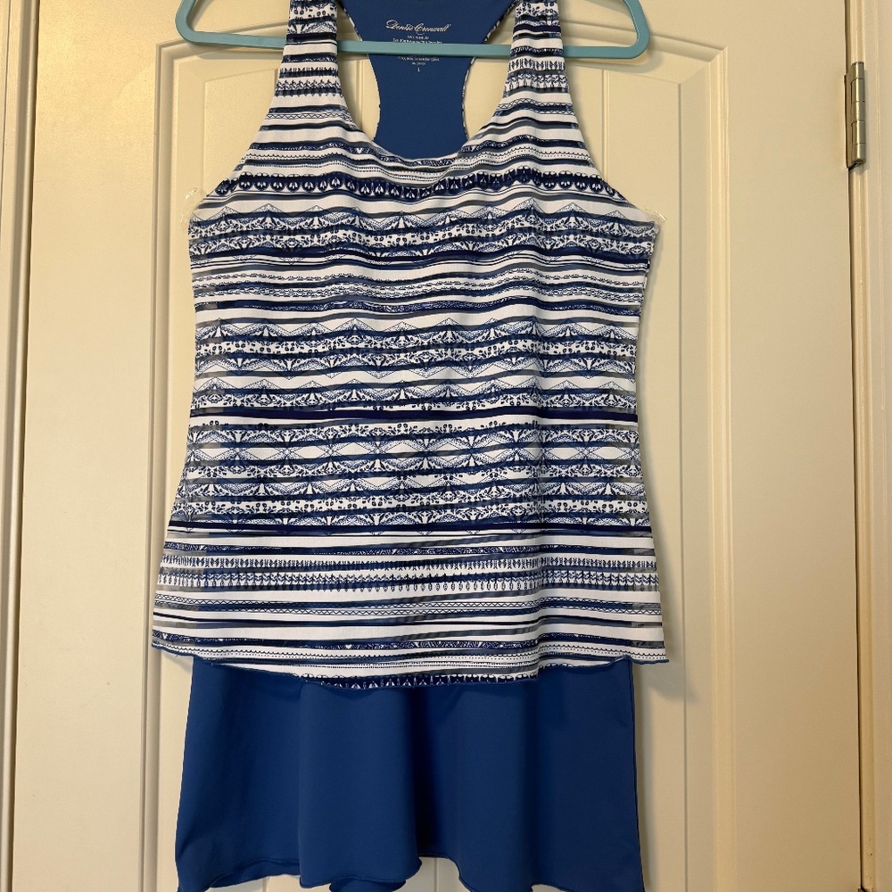 Denise Cronwall Racer Back Collage Layer Pickleball Tennis Dress‎ Size L.